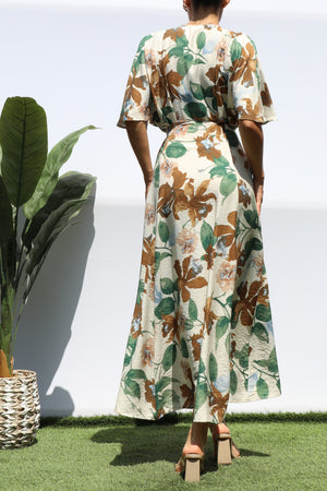 DD8224, PRINTED WRAP MIDI DRESS