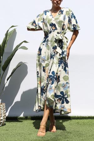 DD8224, PRINTED WRAP MIDI DRESS