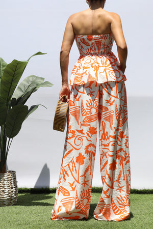 DD8404, PRINTED TUBE TOP AND PANTS SET