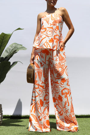 DD8404, PRINTED TUBE TOP AND PANTS SET