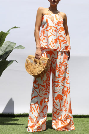 DD8404, PRINTED TUBE TOP AND PANTS SET