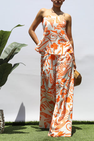 DD8404, PRINTED TUBE TOP AND PANTS SET