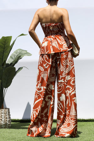 DD8404, PRINTED TUBE TOP AND PANTS SET