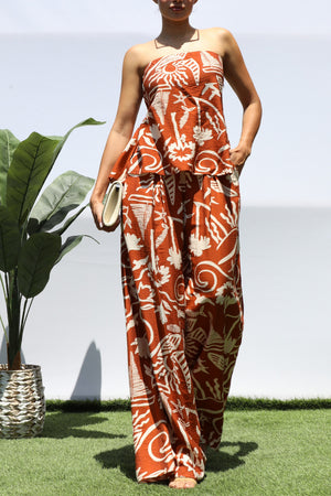 DD8404, PRINTED TUBE TOP AND PANTS SET