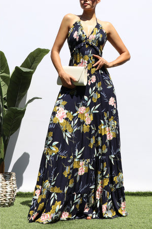 DD8461, FLORAL SMOCKED TOP MAXI DRESS