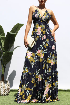 DD8461, FLORAL SMOCKED TOP MAXI DRESS