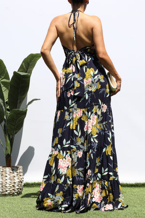 DD8461, FLORAL SMOCKED TOP MAXI DRESS