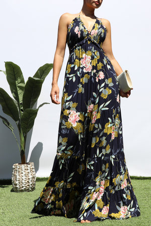 DD8461, FLORAL SMOCKED TOP MAXI DRESS
