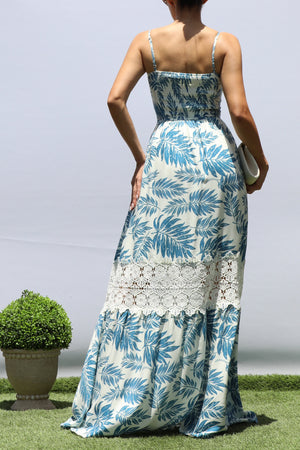 DD8370, LEAF LACE MAXI DRESS