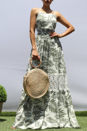 DD8370, LEAF LACE MAXI DRESS