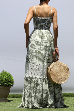 DD8370, LEAF LACE MAXI DRESS