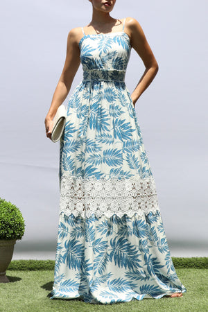 DD8370, LEAF LACE MAXI DRESS