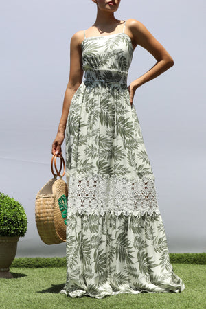 DD8370, LEAF LACE MAXI DRESS