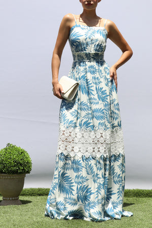 DD8370, LEAF LACE MAXI DRESS