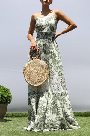 DD8370, LEAF LACE MAXI DRESS