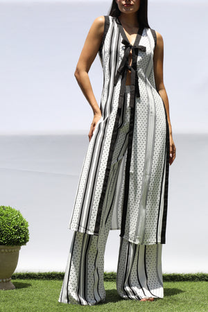 DD8395, POLKA DOT LONG VEST AND PANTS SET