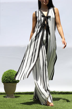 DD8395, POLKA DOT LONG VEST AND PANTS SET