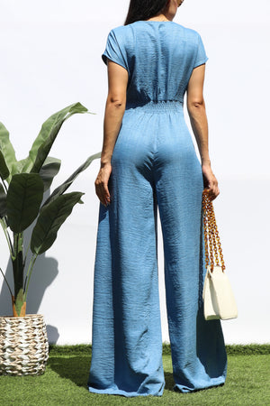 DD8383, LOOSE FIT BUTTON DOWN JUMPSUIT