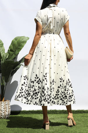 DD8401, POLKA DOT BUTTON DOWN MIDI DRESS