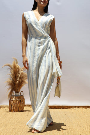 DD8415, LOOSE FIT WRAP FLARE-LEG JUMPSUIT