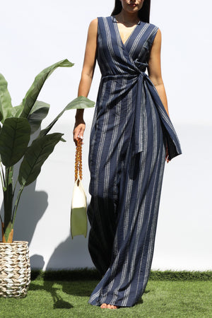 DD8415, LOOSE FIT WRAP FLARE-LEG JUMPSUIT