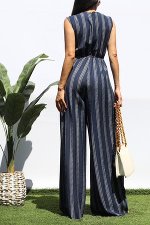 DD8415, LOOSE FIT WRAP FLARE-LEG JUMPSUIT