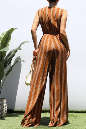 DD8415, LOOSE FIT WRAP FLARE-LEG JUMPSUIT
