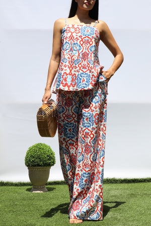 DD8436, PRINTED LOOSE FIT TOP AND PANTS SET