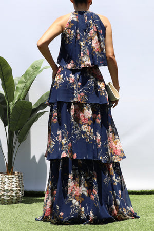 DD8457, FLORAL TOP AND TIERED SKIRT SET