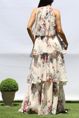 DD8457, FLORAL TOP AND TIERED SKIRT SET