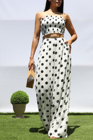 DD8253, POLKA DOT SMOCKED TOP AND PANTS SET