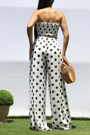DD8253, POLKA DOT SMOCKED TOP AND PANTS SET