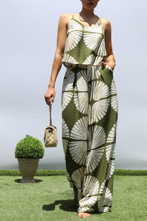 DD8424, PRINTED TANK LOOSE TOP AND PANTS SET