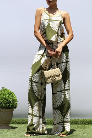 DD8424, PRINTED TANK LOOSE TOP AND PANTS SET