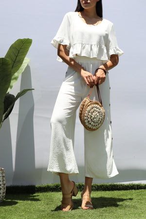 DD6216, BUTTON DOWN PANTS AND TOP SET