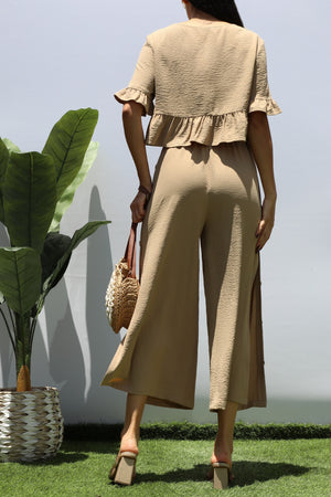DD6216, BUTTON DOWN PANTS AND TOP SET