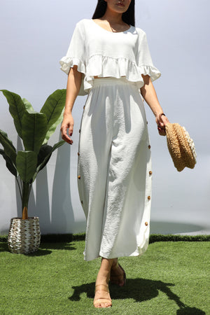 DD6216, BUTTON DOWN PANTS AND TOP SET
