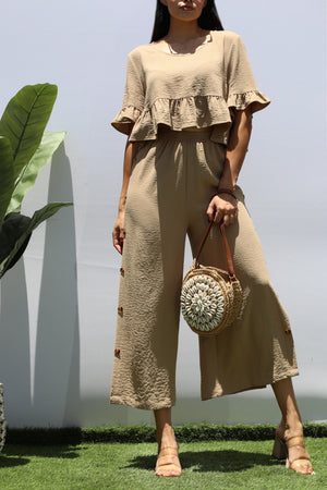 DD6216, BUTTON DOWN PANTS AND TOP SET