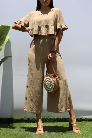 DD6216, BUTTON DOWN PANTS AND TOP SET