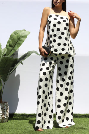 DD8465, POLKA DOT LOOSE FIT TOP AND PANTS SET