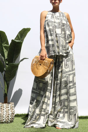 DD8467, PRINTED LOOSE FIT TOP AND PANTS SET