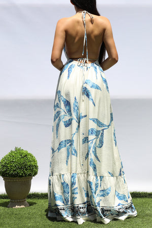 DD8459, PRINTED V NECK MAXI DRESS