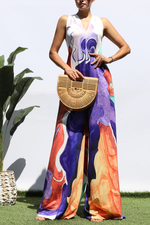 DD8480, PRINTED LOOSE FIT KNIT JUMPSUIT