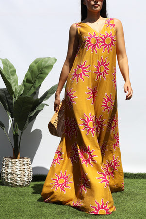 DD8469, PRINTED LOOSE FIT V NECK JUMPSUIT