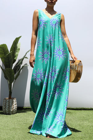DD8469, PRINTED LOOSE FIT V NECK JUMPSUIT