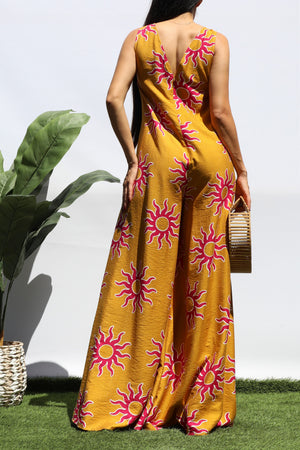 DD8469, PRINTED LOOSE FIT V NECK JUMPSUIT