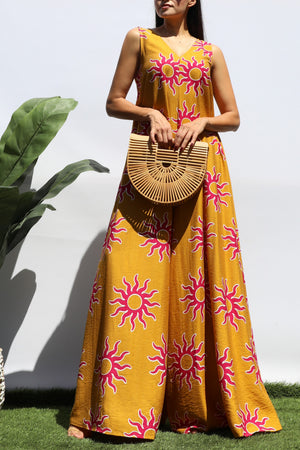 DD8469, PRINTED LOOSE FIT V NECK JUMPSUIT
