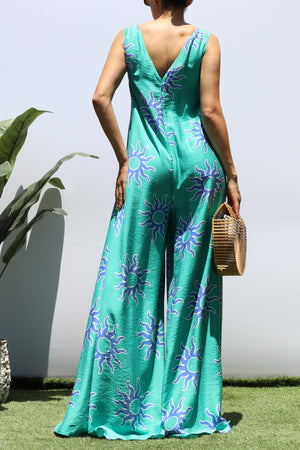 DD8469, PRINTED LOOSE FIT V NECK JUMPSUIT
