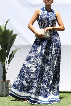 DD8471, PRINTED BUTTON DOWN SHIRT MAXI DRESS