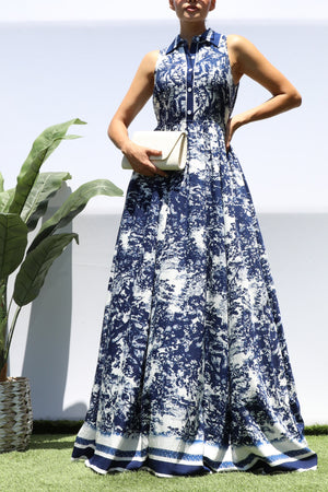 DD8471, PRINTED BUTTON DOWN SHIRT MAXI DRESS